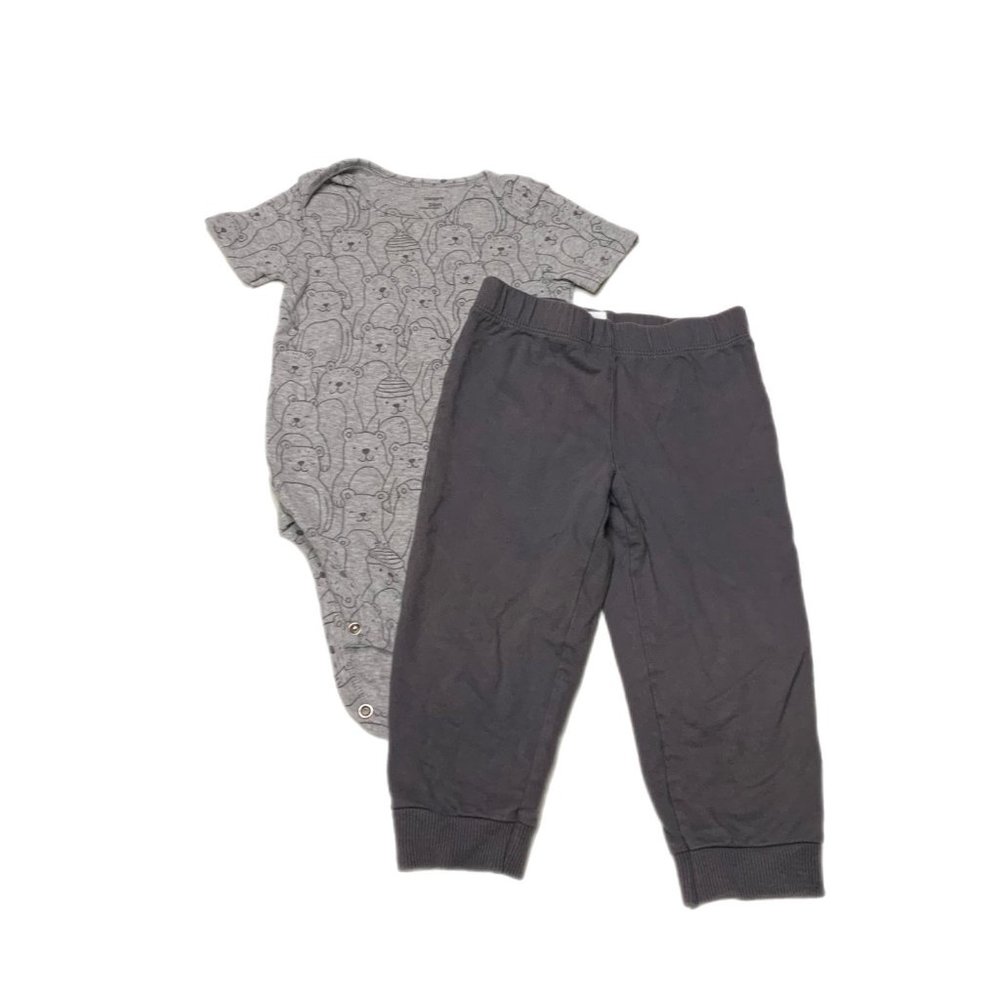 Carters Boys Grey Bear Onesie Pants Outfit Bundle 24M